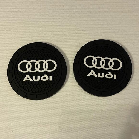 Audi Car Cup Coasters in Black Set of 2 NWT - Picture 1 of 4